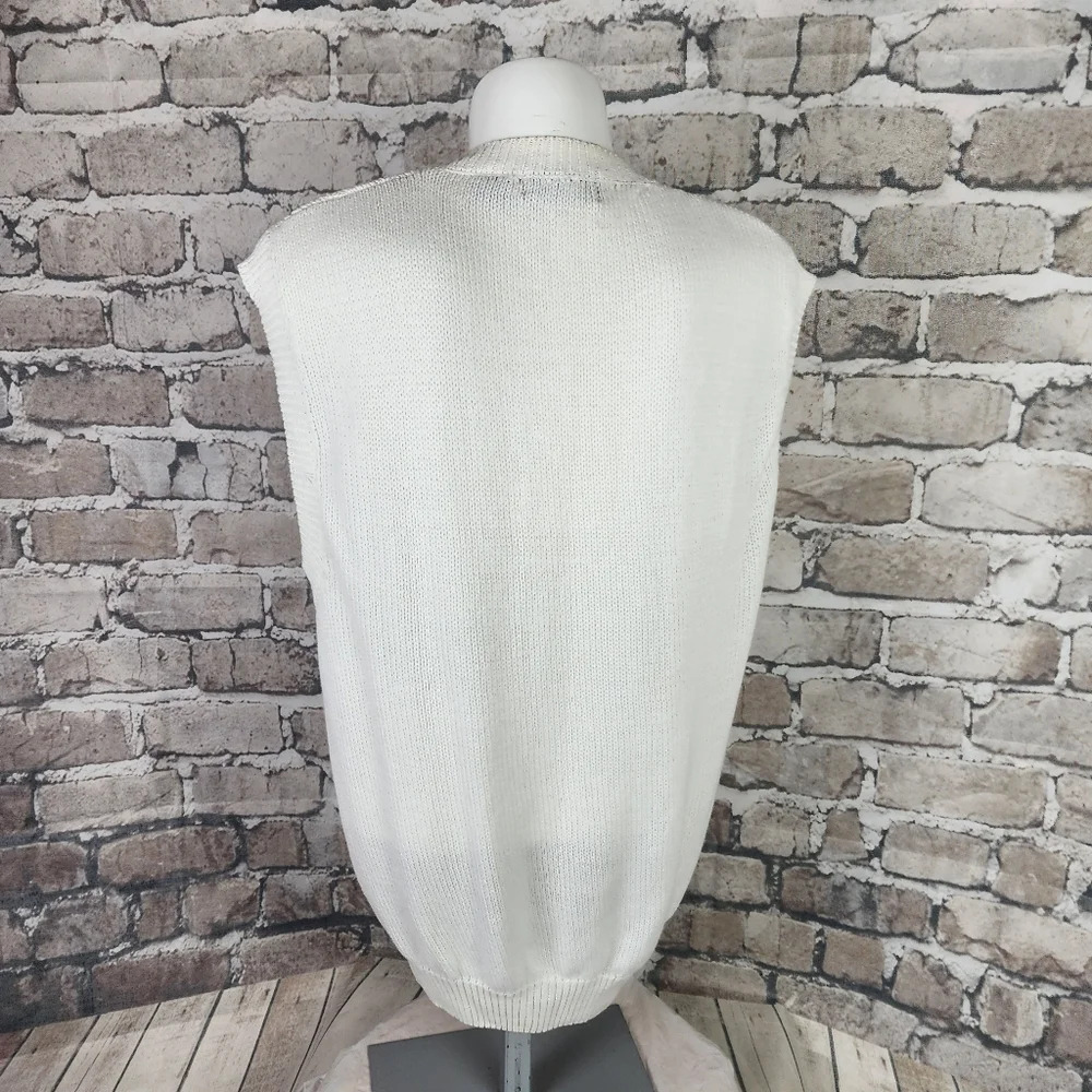 Vintage Abercrombie & Fitch Cotton Cable Knit VNeck Sweater Vest Ivory Large - Picture 11 of 15
